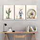 3pcs Aesthetic Cactus Print with Cowboy Western Hat Metal Print Ready toHang Art