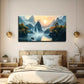 Vibrant Mountain And Waterfall Wall Art Canvas Office Home Room Framed 80x45cm