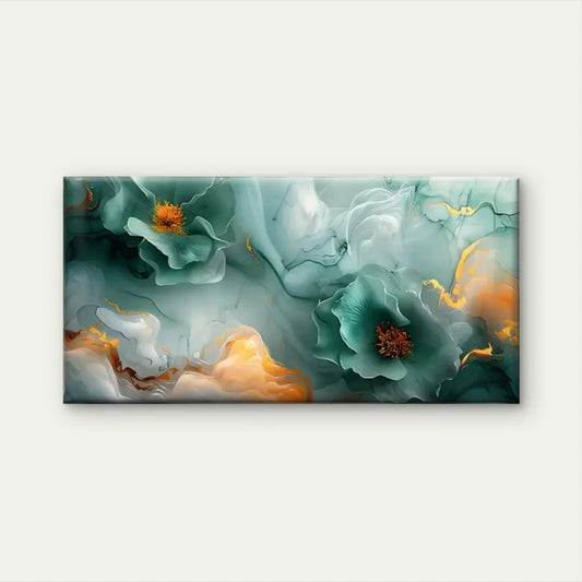 Modern Abstract Floral Vibrant Wall Art Canvas Office Home Room Framed 80x45cm