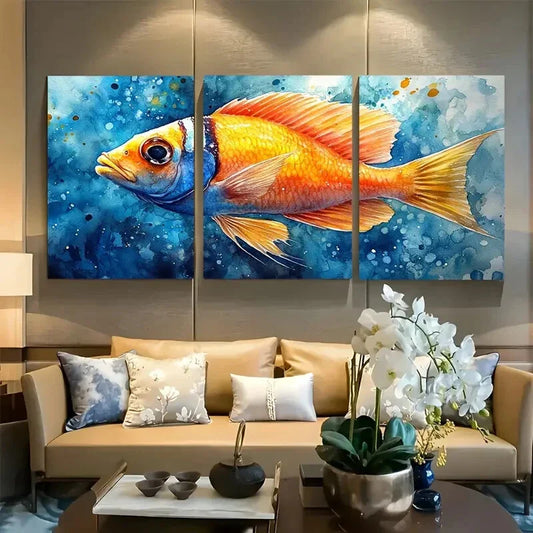 3pcs Vibrant Surgeonfish Marine Life Metal Print Ready to Hang Art