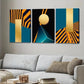 3pcs Geometric Orange & Golden Abstract Designs Wall Art Set Canvas Framed 40x60cm - High Quality Print 100% Australian Made Wall Canvas Ready to Hang