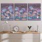3pcs Abstract Purple Dreamy Forest Elk Metal Print Ready to Hang Art