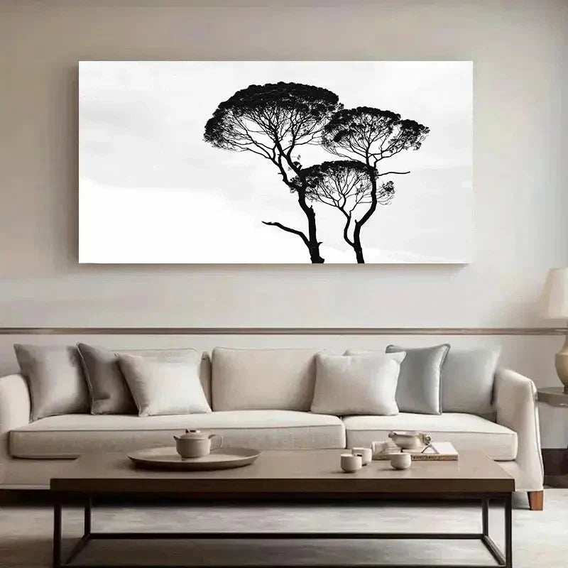 Modern Tree Silhouette Wall Art Canvas Office Home Room Framed 120x60cm