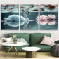 3pcs White Swan with Water Lilies Design Metal Print Ready to Hang Art