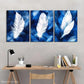 3pcs White Feathers On A Blue Background Metal Print Ready to Hang Art