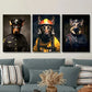 3pcs Dog Firefighter & Police Uniform Portraits Metal Print Ready to Hang Art