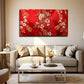 Elegant Red Floral Wall Art Canvas Office Home Room Framed 80x45cm