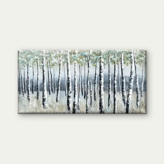 Trees Woods Nature Grey Wall Art Canvas Office Home Room Framed 80x45cm