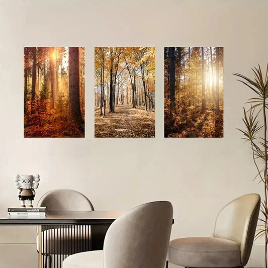 3pcs Forest Trees Atmosphere Metal Print Ready to Hang Art
