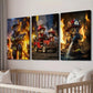 3pcs Adorable Firefighter Cats in Action Wall Art Set Canvas Framed 40x60cm - High Quality Print 100% Australian Made Wall Canvas Ready to Hang