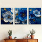 3pcs Blue And White Floral Patterns Wall Art Set Canvas Framed 40x60cm - High Quality Print 100% Australian Made Wall Canvas Ready to Hang