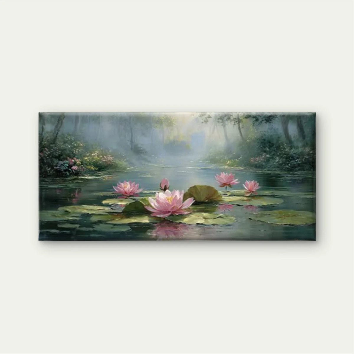 Reflective Water Surface Wall Art Canvas Office Home Room Framed 80x45cm