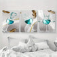 3pcs Teal Wine in Cups Metal Print Ready to Hang Art
