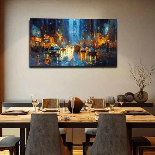 Abstract Urban Street Scene Wall Art Canvas Office Home Room Framed 80x45cm