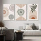 3pcs Abstract Mandala Geometric and Floral Metal Print Ready to Hang Art