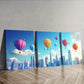 3pcs Skyscrapers and hot air balloons Wall Art Set Canvas Framed 40x60cm - High Quality Print 100% Australian Made Wall Canvas Ready to Hang