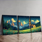 3pcs Depicting A Church Nestled Among Mountains Wall Art Set Canvas Framed 40x60cm - High Quality Print 100% Australian Made Wall Canvas Ready to Hang