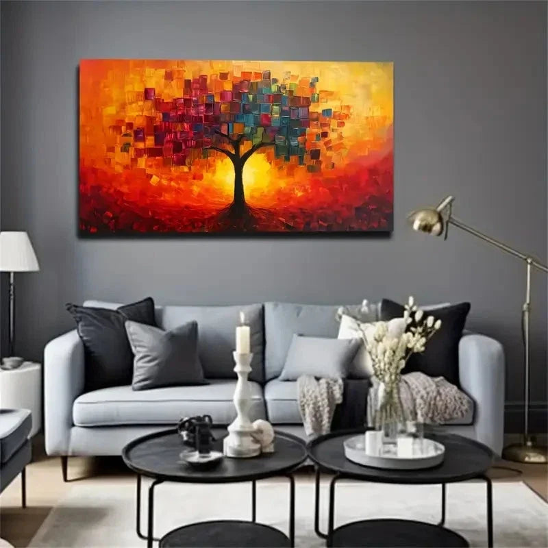 Abstract Tree Decorative Wall Art Canvas Office Home Room Framed 120x60cm