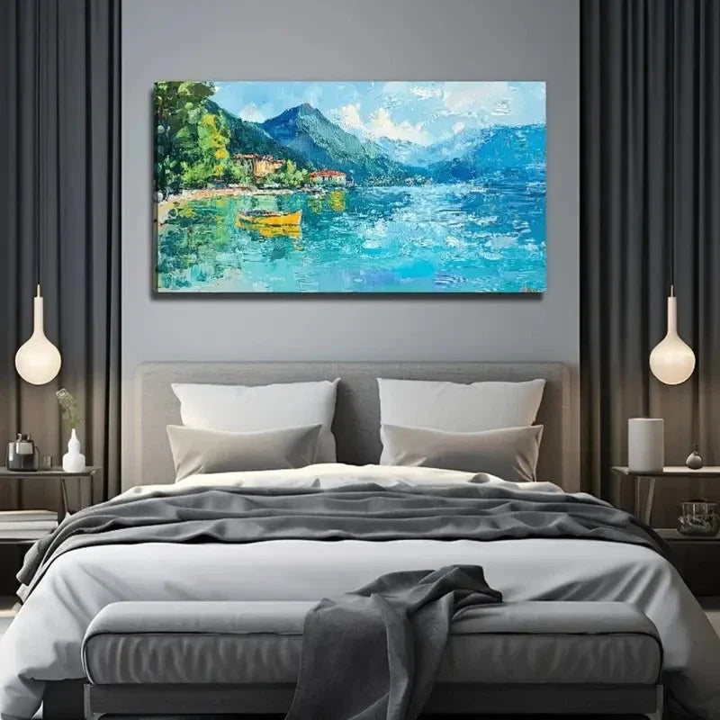 Scenic Lake View Wall Art Canvas Office Home Room Framed 120x60cm