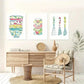 3pcs Nordic Textured Blue Utensils Metal Print Ready to Hang Art