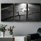 3pcs Flowers in Floor Cracks Luxury Metal Print Ready to Hang Art