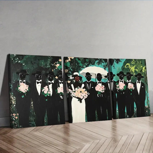 3pcs At the funeral Painting Wall Art Set Canvas Framed 40x60cm - High Quality Print 100% Australian Made Wall Canvas Ready to Hang
