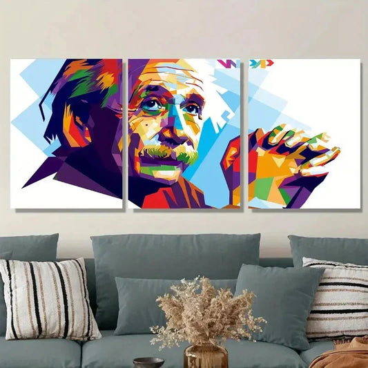 3pcs Vibrant Abstract Portrait Metal Print Ready to Hang Art