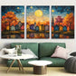 3pcs Colorful Bavarian Town Starry Night Sky Metal Print Ready to Hang Art