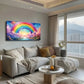 Vibrant Rainbow And Clouds Wall Art Canvas Office Home Room Framed 120x60cm
