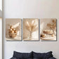 3pcs Dried Flowers in Vase, Warm Art, Fruits, Metal Print Ready to Hang Art