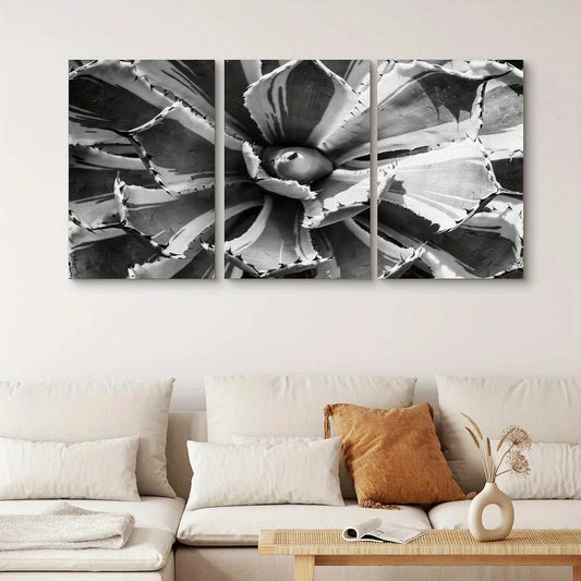 3pcs Colorful Dark Black & White Floral Wilderness Metal Print Ready to Hang Art