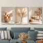 3pcs Dried Flowers in Vase, Warm Art, Fruits, Metal Print Ready to Hang Art