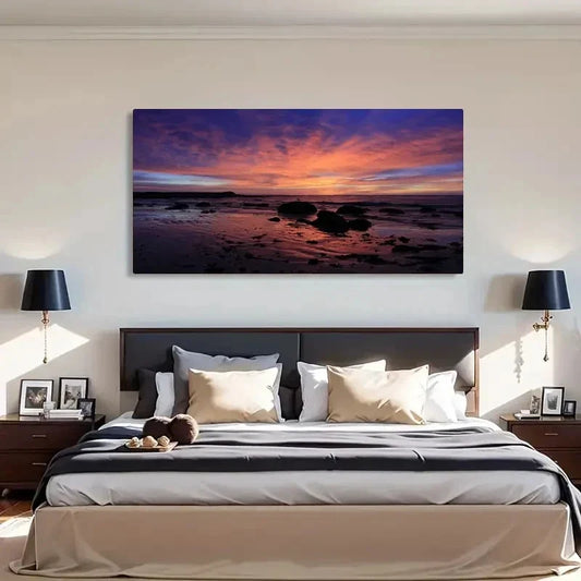 Ocean Sky Landscape Sunrise Wall Art Canvas Office Home Room Framed 120x60cm