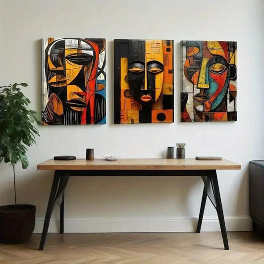 3pcs Paintings with Artistic Portraits,  Metal Print Ready to Hang Art