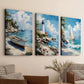 3pcs Beach House Light House Sail Boat Blue Sky Wall Art Set Canvas Framed 40x60cm - High Quality Print 100% Australian Made Wall Canvas Ready to Hang