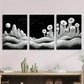 3pcs Black and White Acrylic Moonlit Metal Print Ready to Hang Art