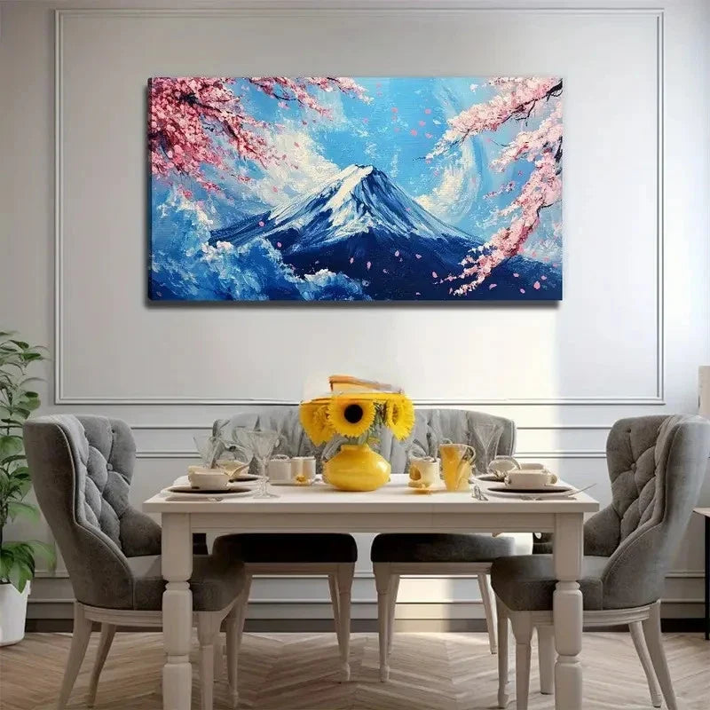 Serene Beauty Mount Fuji Nature Wall Art Canvas Office Home Room Framed 80x45cm