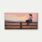 Western Cowboy Girl on Fence Wall Art Canvas Office Home Room Framed 120x60cm