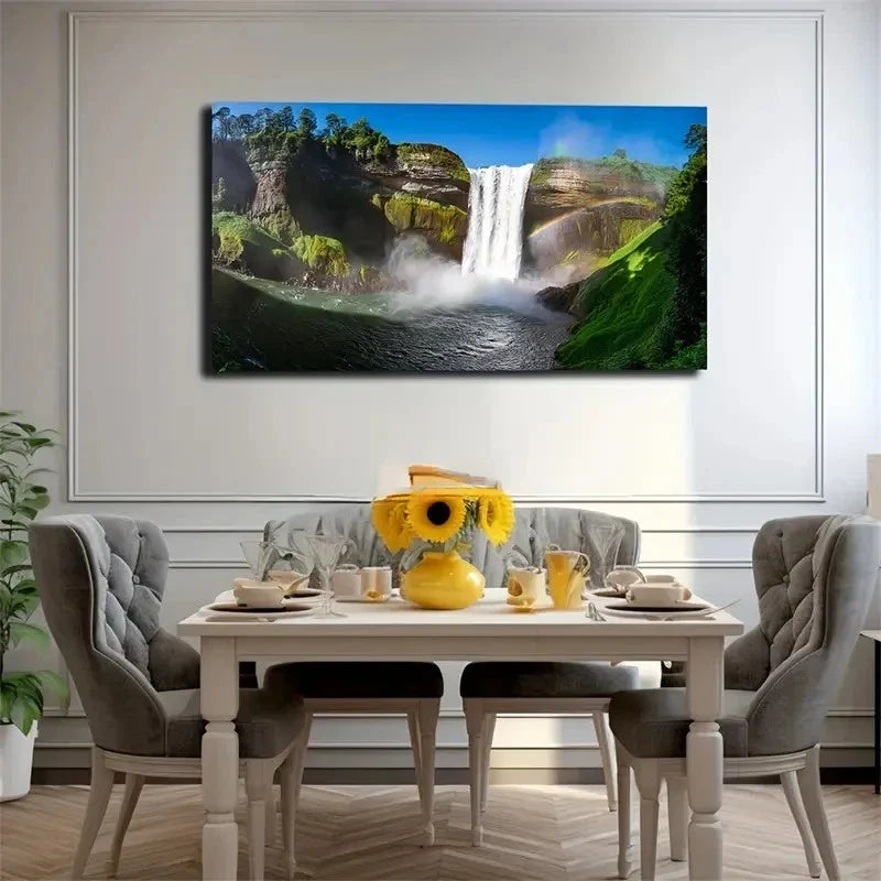 Waterfall Water Mist Bring Wall Art Canvas Office Home Room Framed 120x60cm