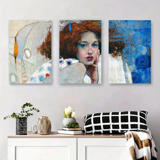 3pcs Abstract Female Portrait Metal Print Ready to Hang Art