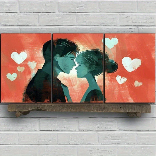 3pcs Abstract Watercolor Kiss Romantic Couple Metal Print Ready to Hang Art