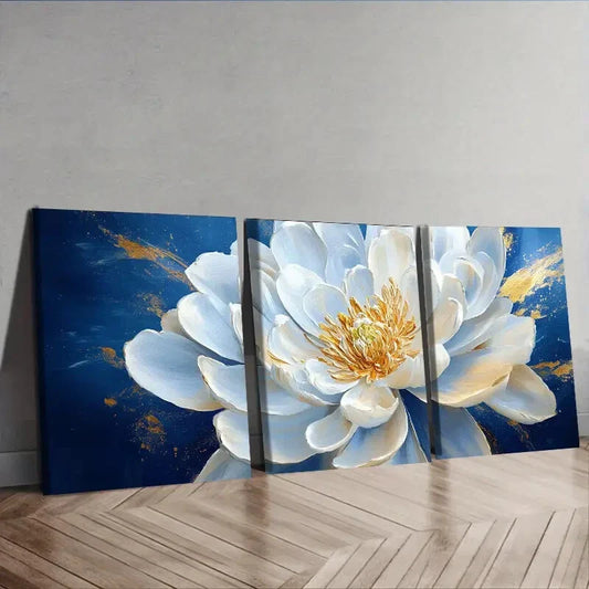 3pcs Oversized white flowers  Wall Art Set Canvas Framed 40x60cm - High Quality Print 100% Australian Made Wall Canvas Ready to Hang