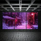 3pcs Japanese Snowy Alley Night Scene Metal Print Ready to Hang Art