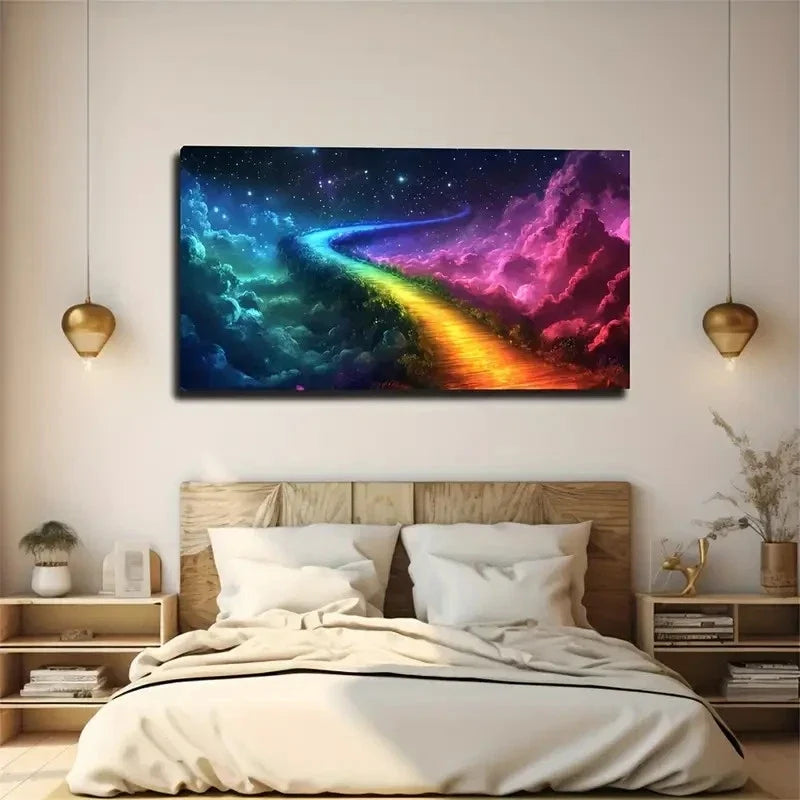 Full Of Sparkling Stars Sky Wall Art Canvas Office Home Room Framed 120x60cm