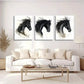 3pcs Black Horse Portrait Canvas Painting Metal Print Ready to Hang Art