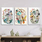 3pcs   flower and mushroom decorative painting liquid Metal Print Ready to Hang Art