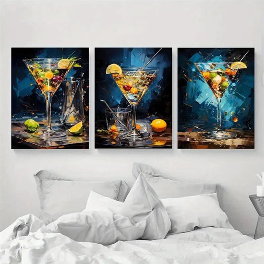 3pcs  Red Rooster Tail Fruit and A Straw Metal Print Ready to Hang Art