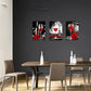 3pcs Black and White with Red Wine Glass Metal Print Ready to Hang Art