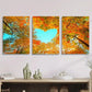 3pcs Heart Shaped Autumn Forest Trees Metal Print Ready to Hang Art