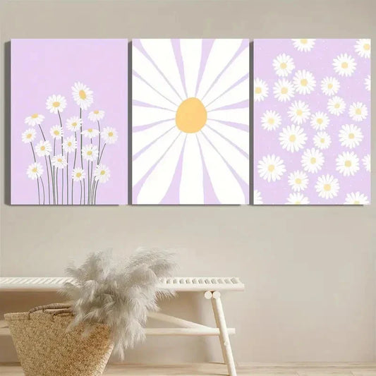 3pcs Vintage Abstract Style, Minimalism,  Metal Print Ready to Hang Art